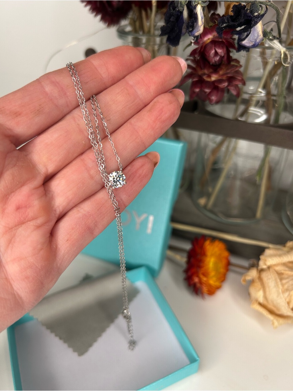 1CT Moissanite 18K white gold plated necklace